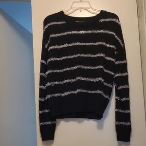 Belle Chic Black and Silver Striped Women's Sweater
